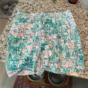 Lilly Pulitzer Pink and Green Bermuda Shorts Vibrant Style